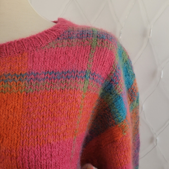 Vintage Fall Sweater By Gallagher • Mohair • Colorful • Cropped • Size XL - Picture 2 of 5
